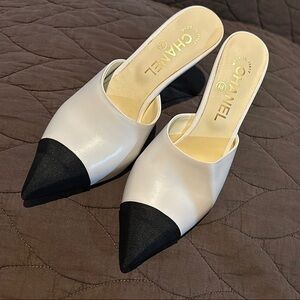 Chanel Women's Black and White Mules